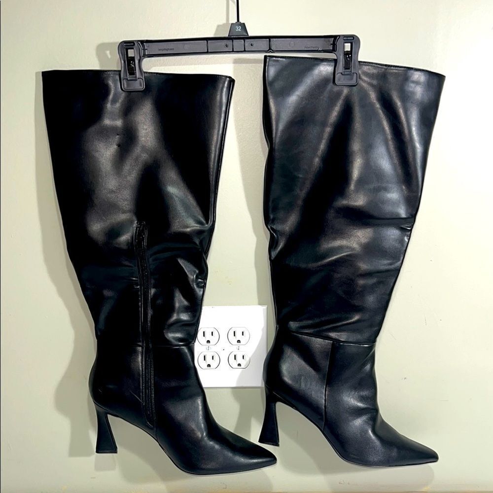 Sexy Black Size 12 High Heel Boots By JustFab.